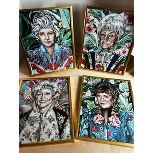 Golden Girls Art Print Set of 4 – Framed Style Portraits, 8x10